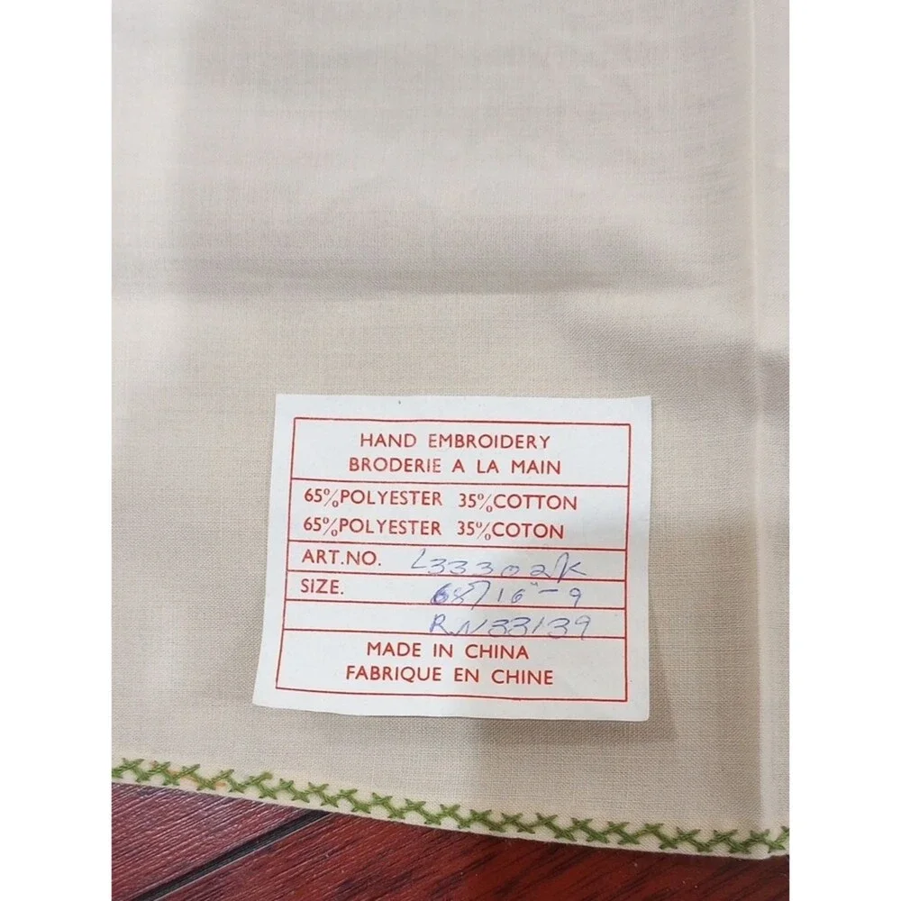 Floral Applique and Embroidered Beige Round Tablecloth, 68